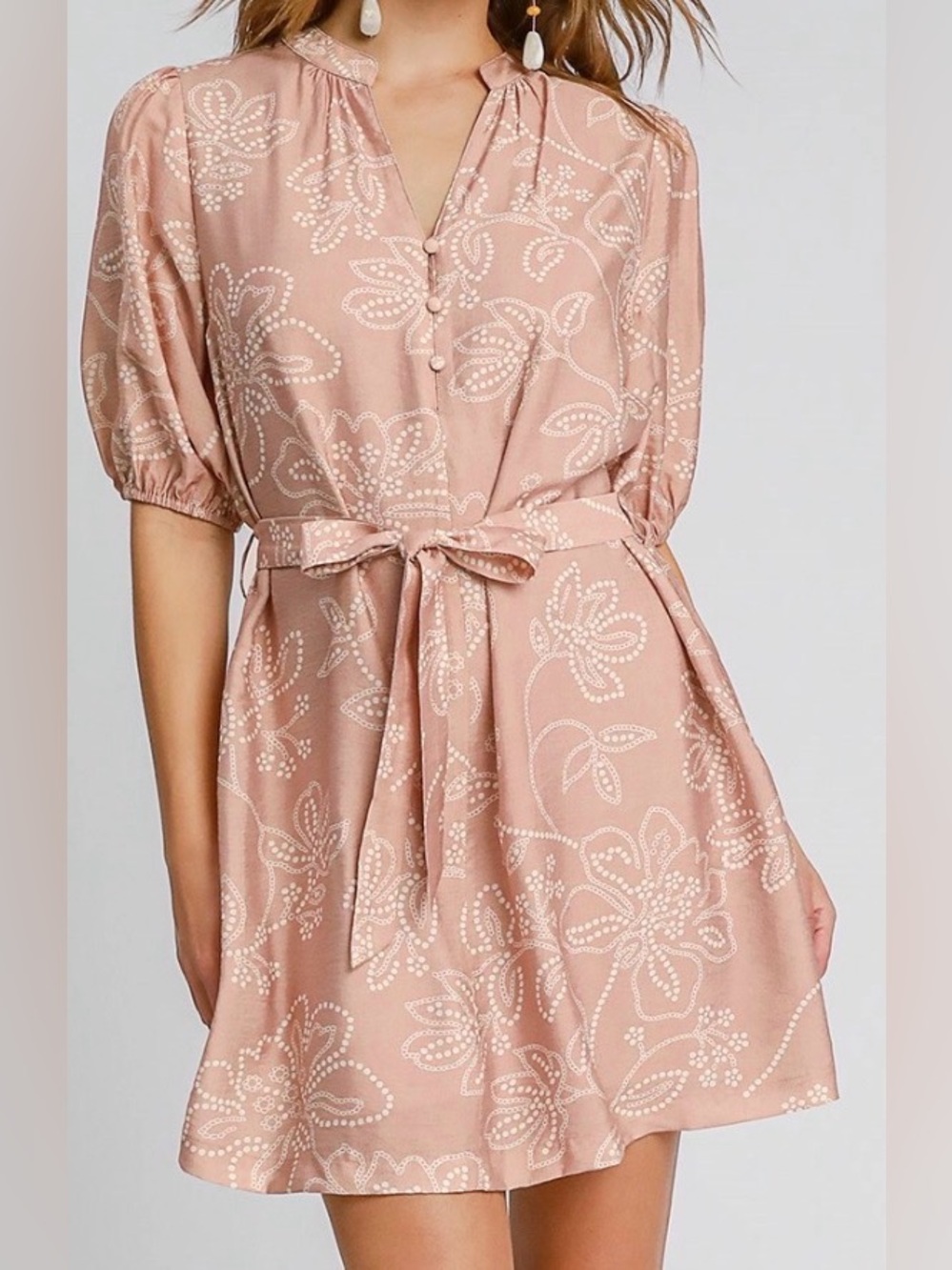 Umgee Women's Floral Tie-Waist Dress